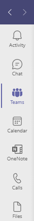 A screenshot of the Microsoft Teams left bar showing the navigation buttons and the page navigation chevrons.