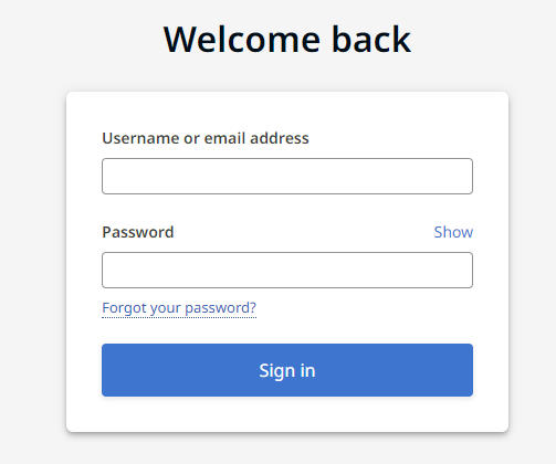 Screenshot of the login box for the second account
