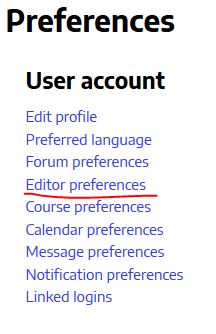 Select User acount -Editor Preferences