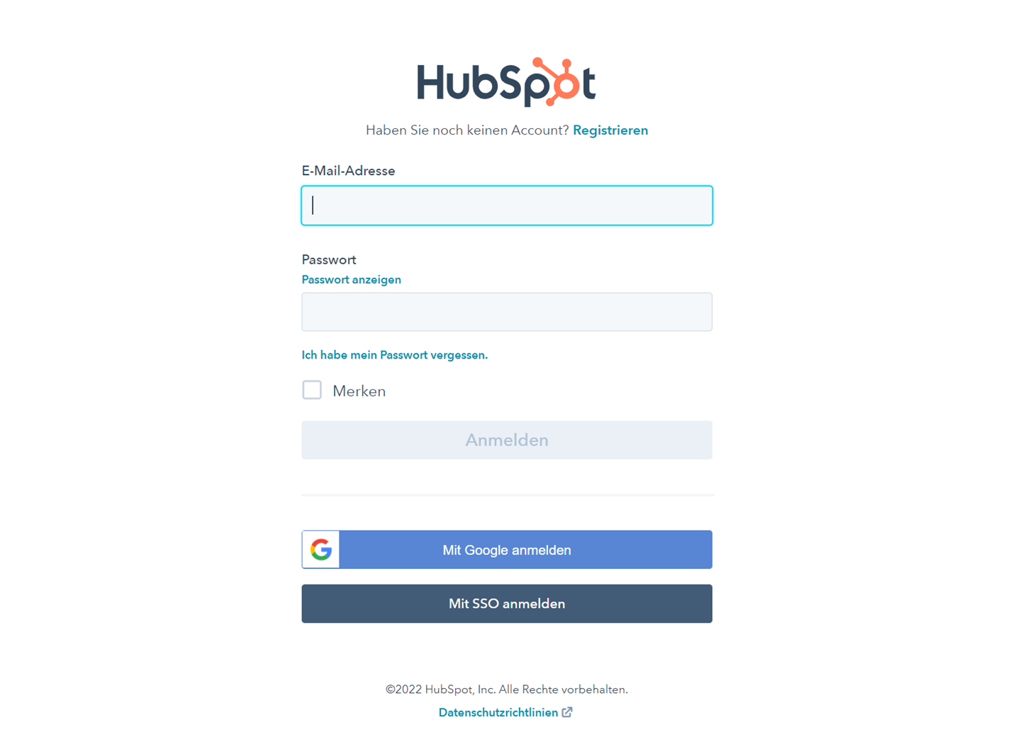 Hubspot registration