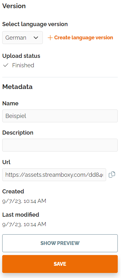 Upload metadata