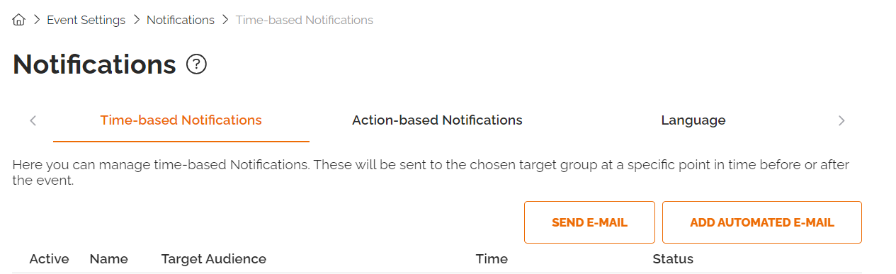 Time or action based notification settings